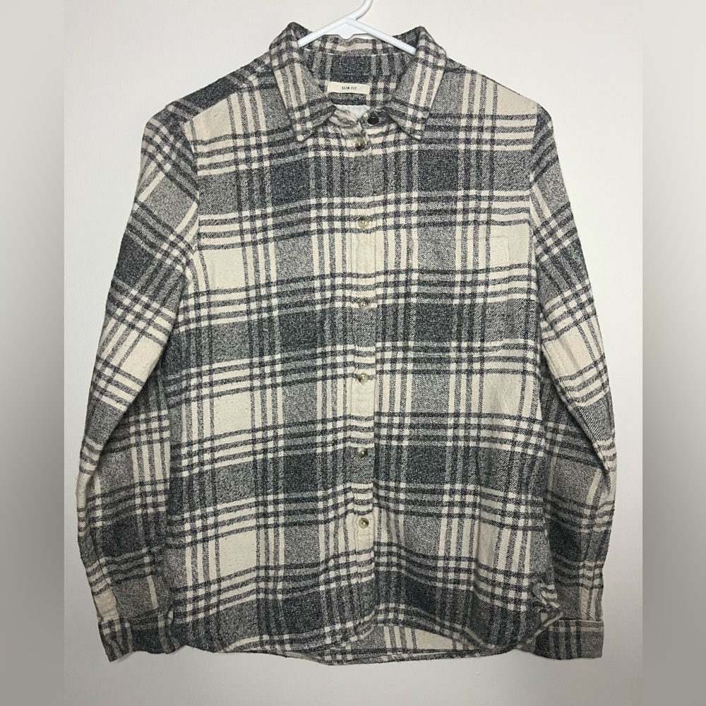 American Eagle Outfitters Plaid Shirt in Black and White Men’s
